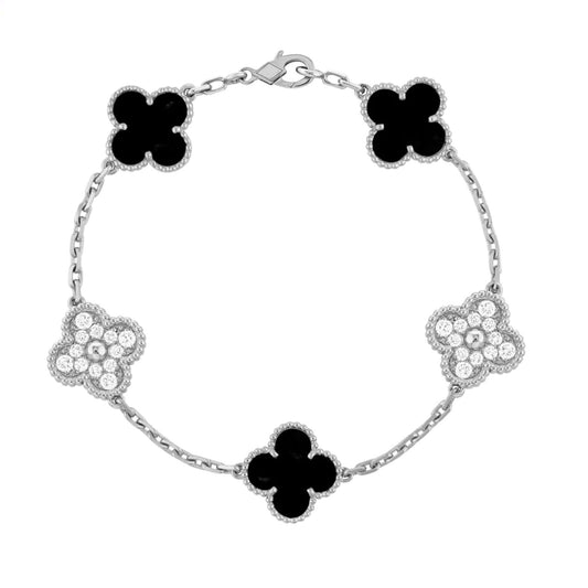 Silver Black | Clover Diamond Bracelet