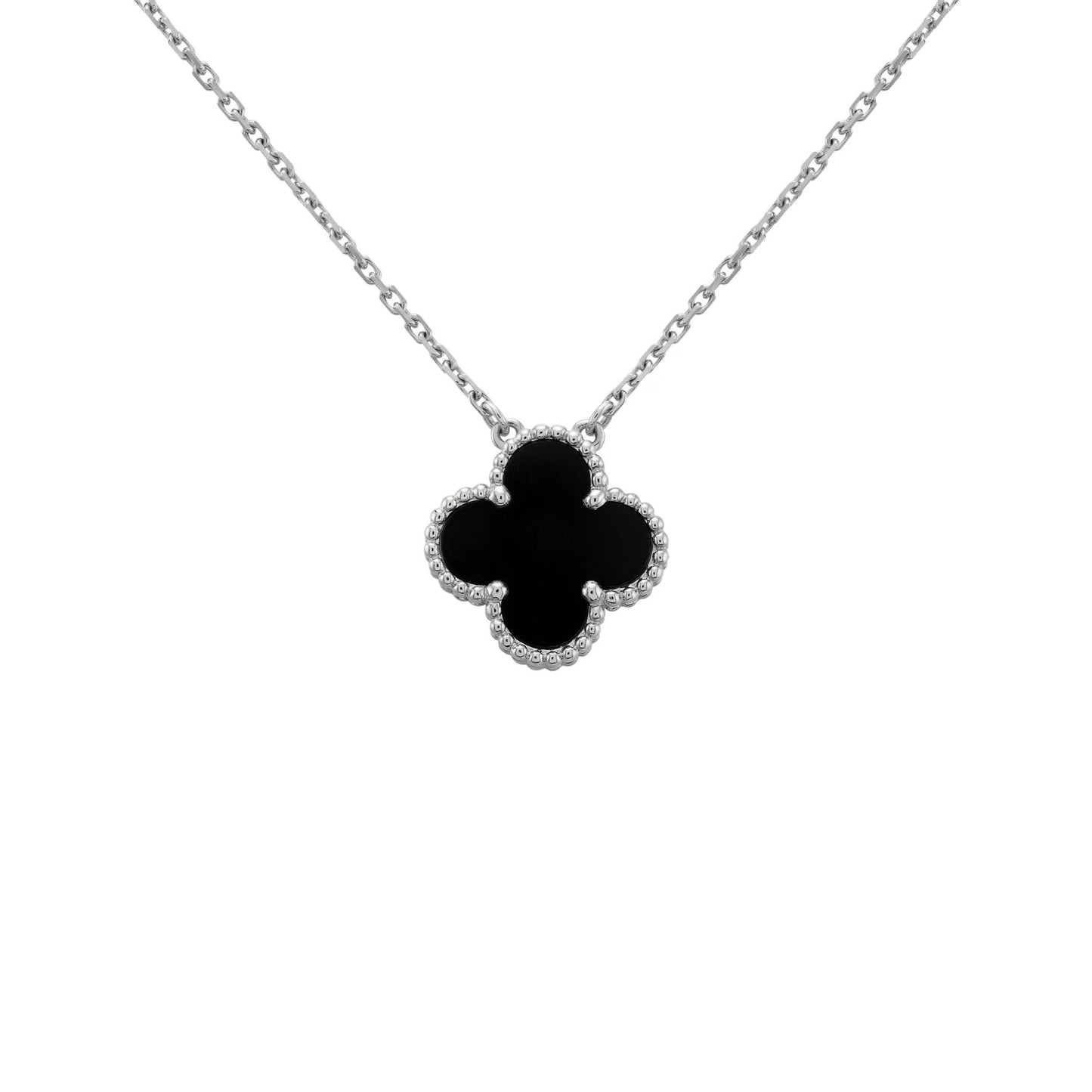 Silver Black | Clover Necklace